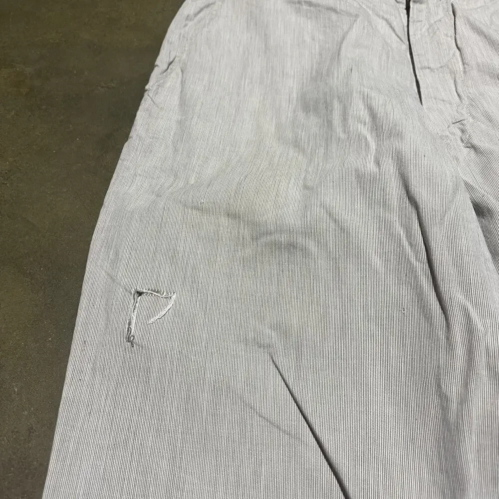 Vintage 50s White/Grey Striped Cotton Trousers 29x31